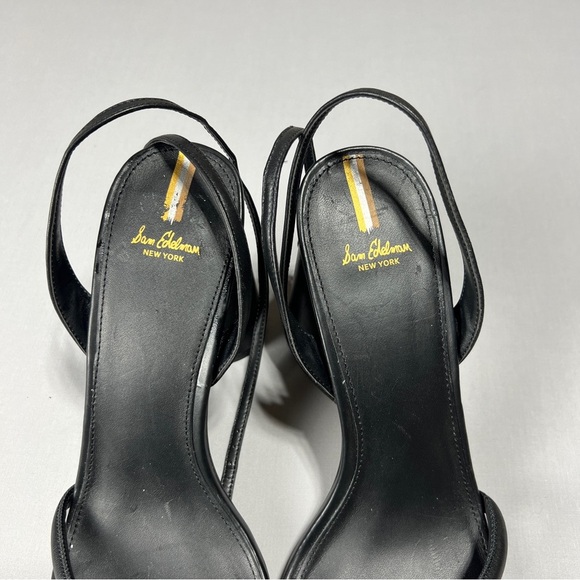 Sam Edelman Kia Leather Sculptural Heel Ankle Strap Sandals Women’s Black Sz 12 - Picture 4 of 10